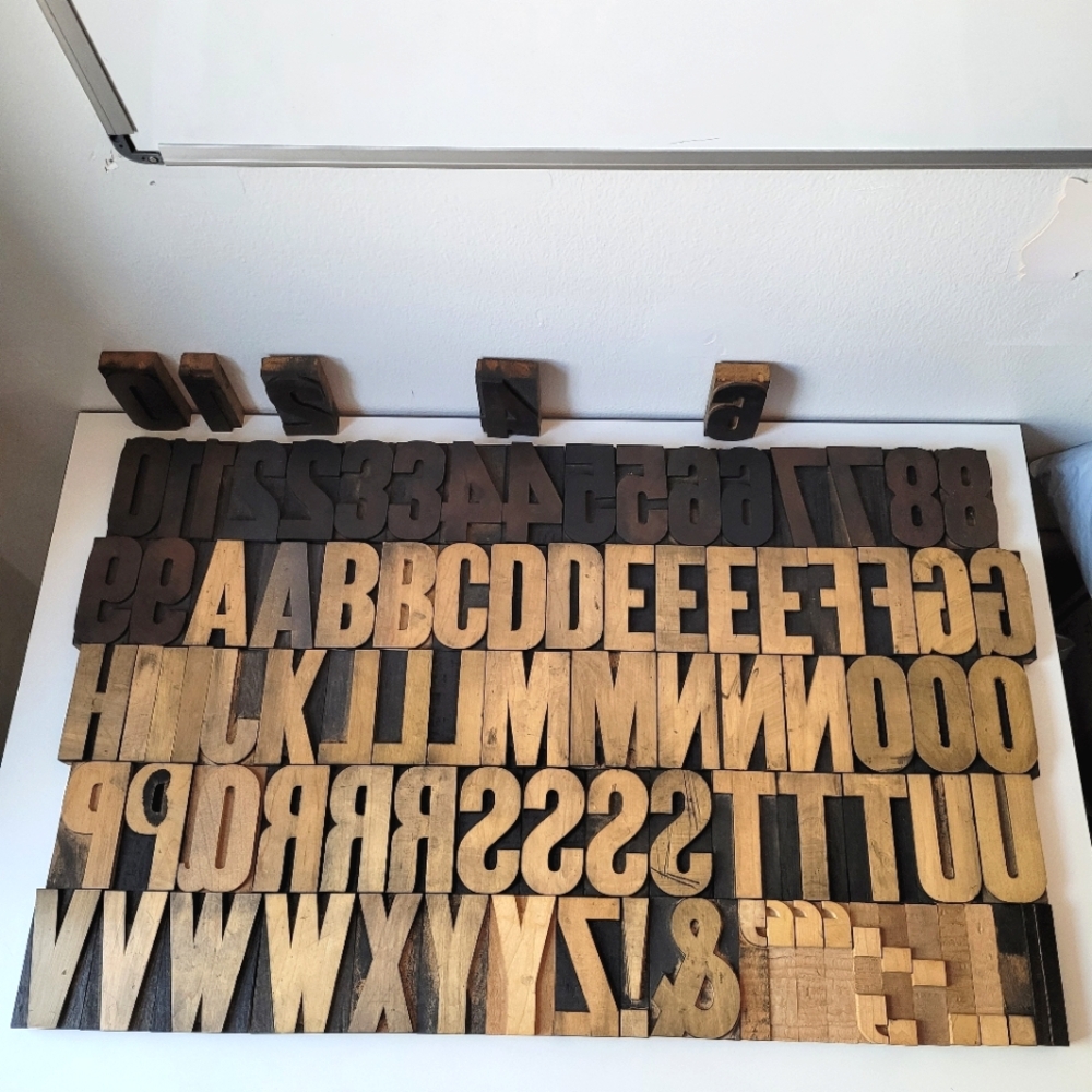 A to Z Lot of Vintage Wooden Letterpress Large 4-inch Blocks 91 Pieces